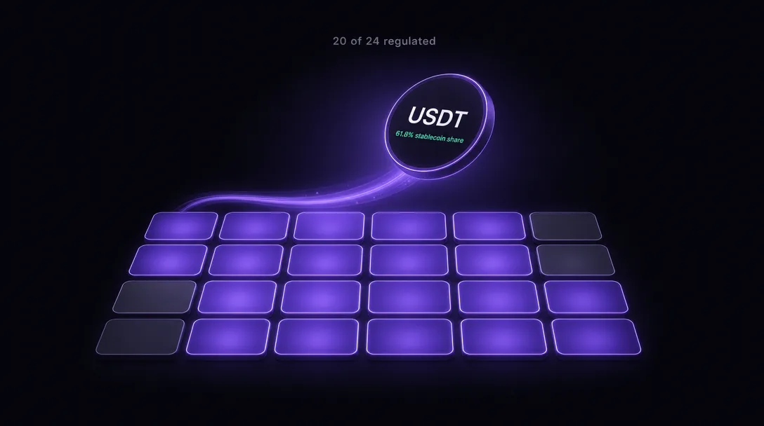 Argentine 24-jurisdiction provincial grid with USDT-dominant stablecoin economy overlay