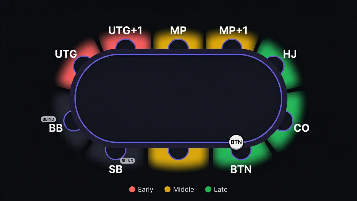 Poker table positions diagram showing all nine seats